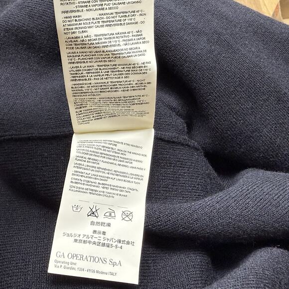 Emporio Armani Cardigan Sweater Men XL Raglan Shawl 2 Tone Navy Gray Wool Blend - Picture 11 of 11